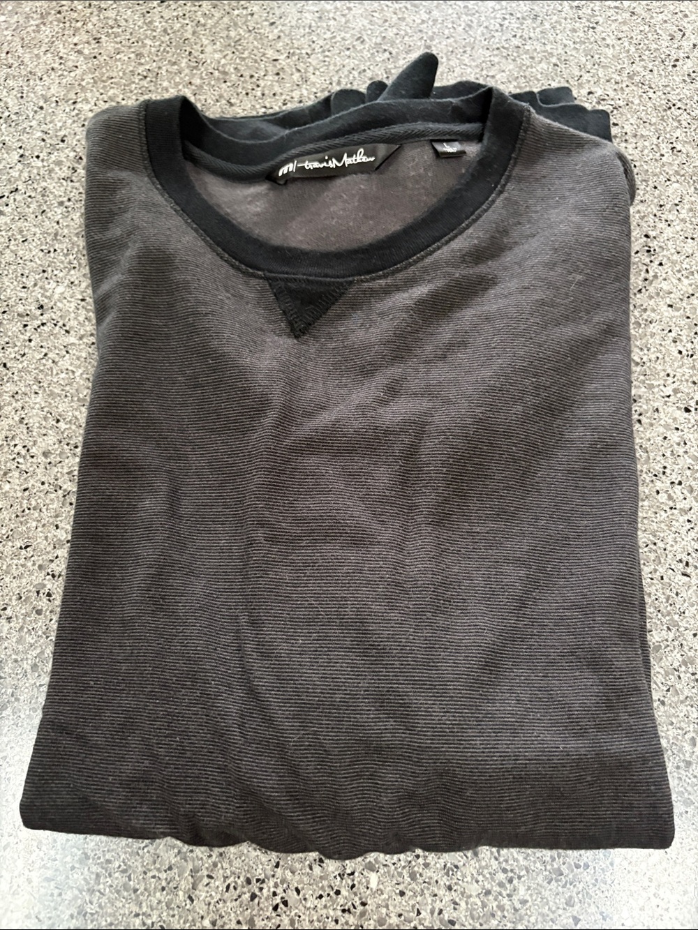 Travis Mathew Men's navy and grey striped super soft long sleeve t shire